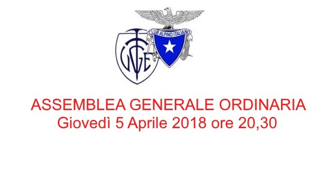 ASSEMBLEA GENERALE ORDINARIA – Giovedì 5 aprile 2018